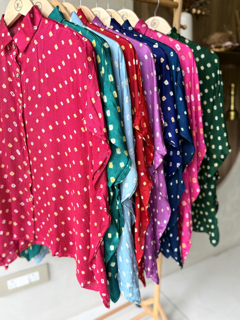 Bandhni Silk Kaftan Shirt