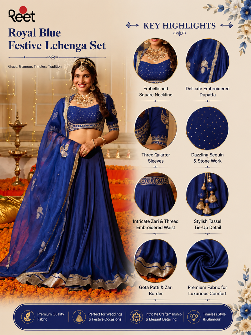 Royal Blue Festive Lehenga Set