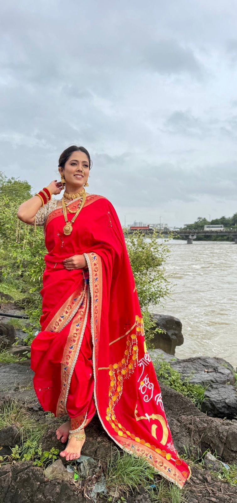 Customized Ganpati Saree in handcrafted Pure Silk (any color can be customized)