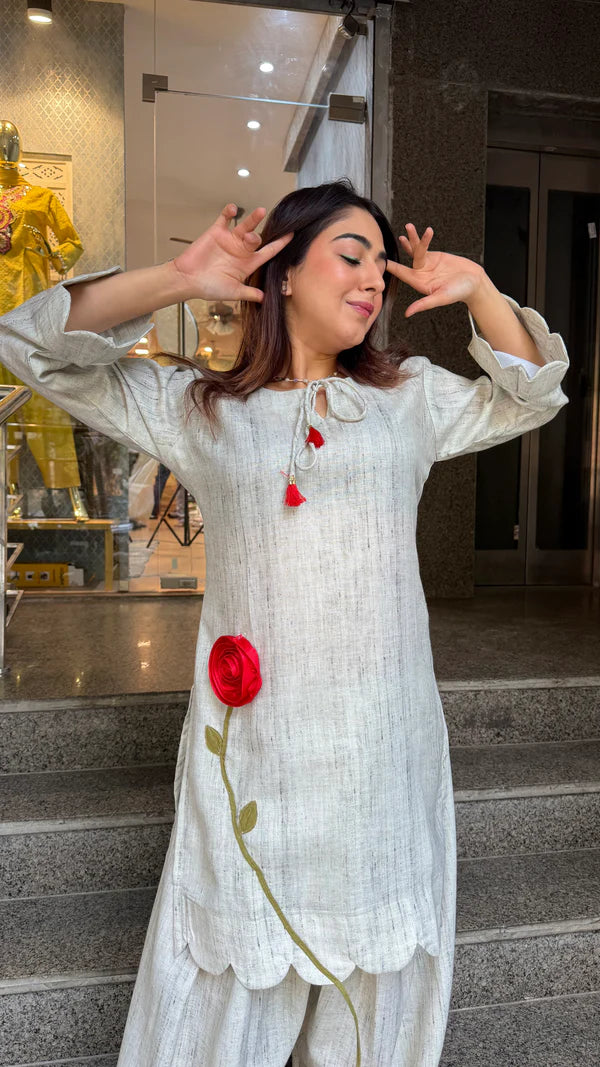 Blush Pink Embroidered Farshi Salwar Kurta Co-Ord Set
