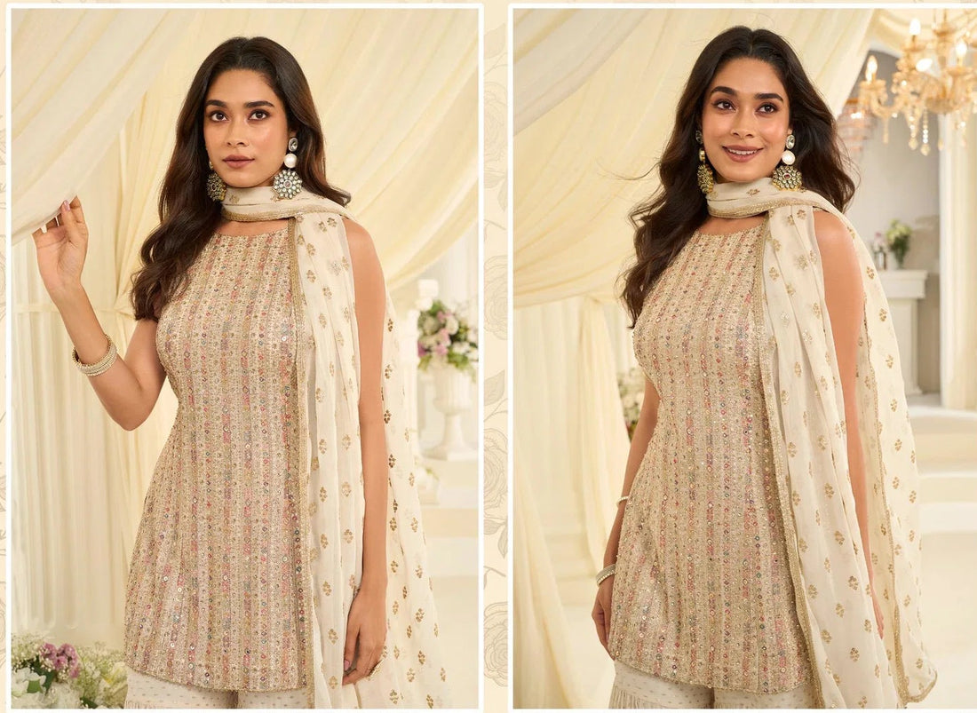 Pastel Mint Green Embroidered Top Bottom Set with Dupatta