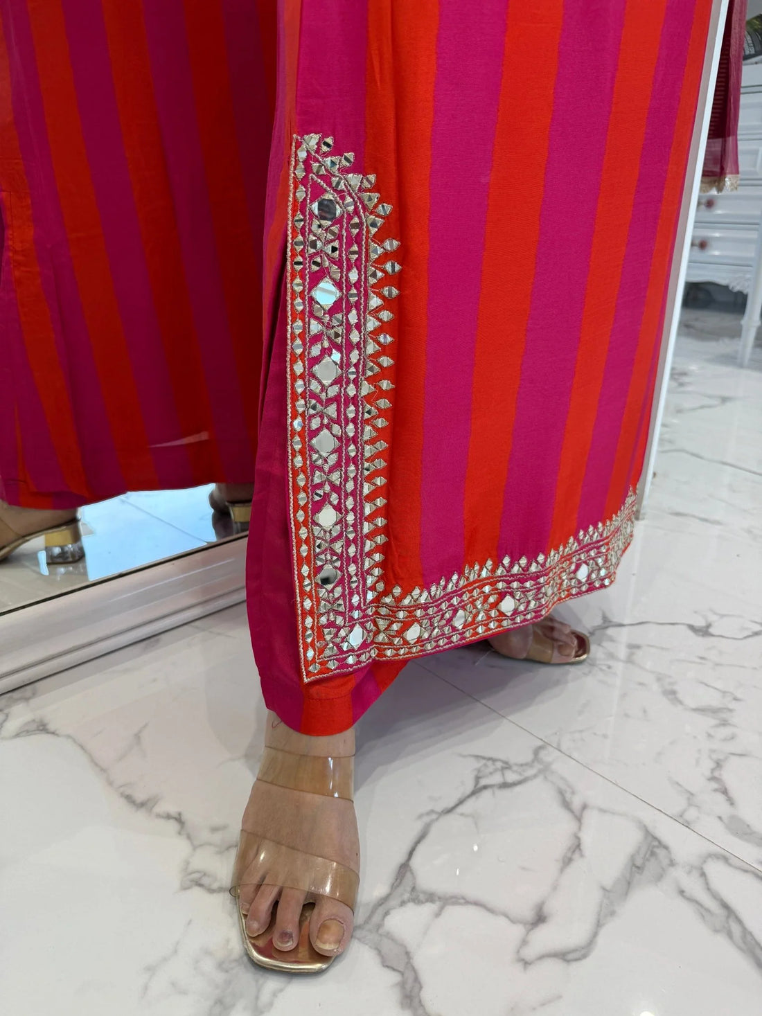 Rani Rangrez Mirror Kurta Set with Potli