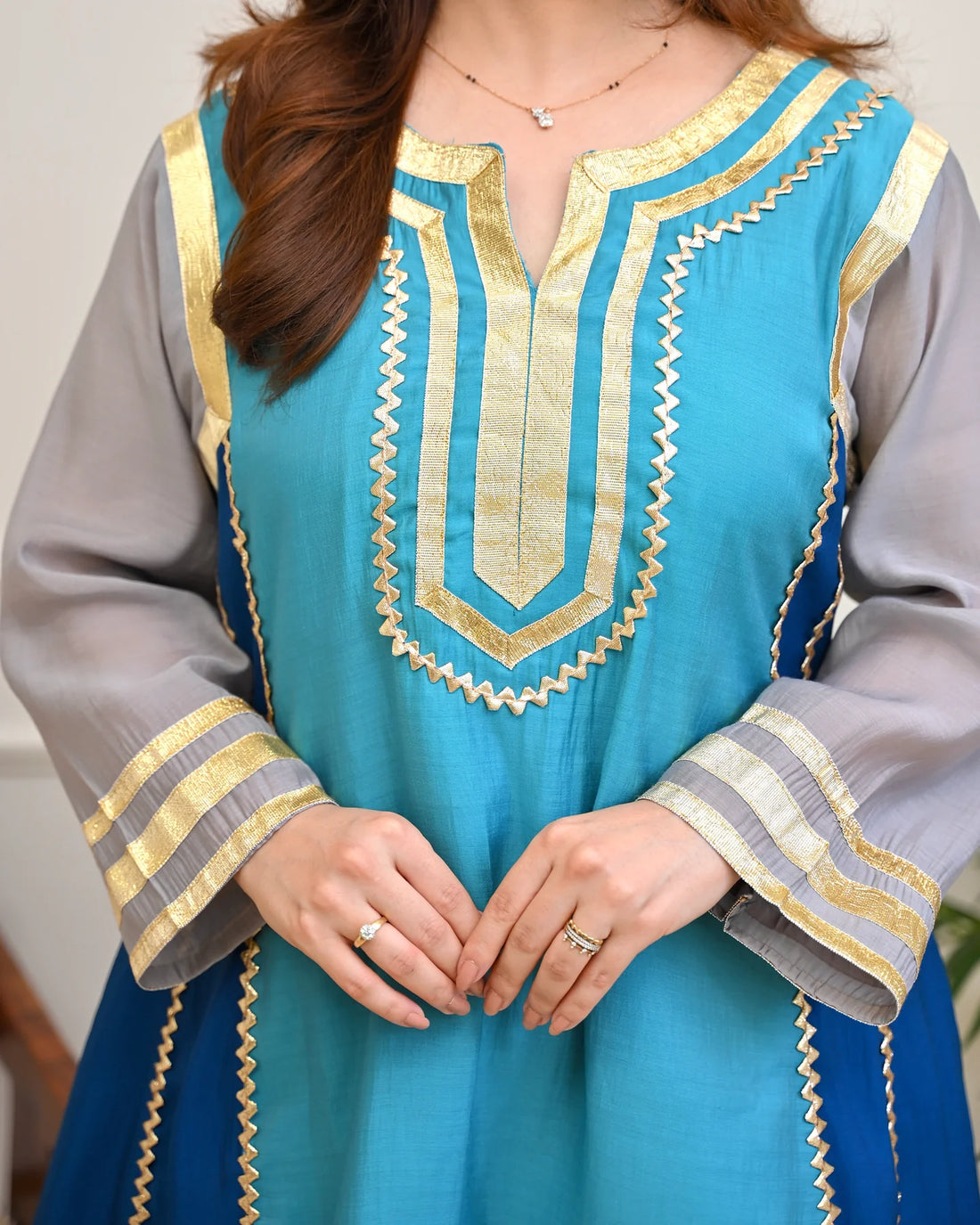 Zariya Aqua Festive A-Line Kurta Set