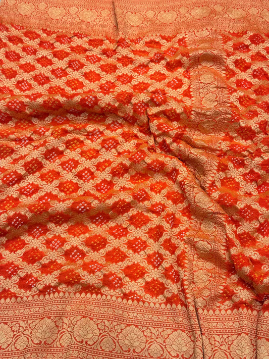 Orange Bandhej Bandhini Saree 800