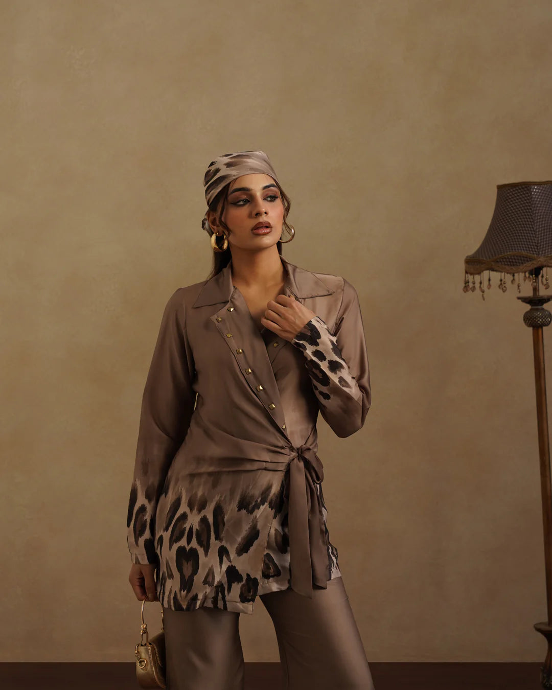 Leopard Blazer  with Free Bandana Set