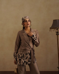 Leopard Blazer  with Free Bandana Set