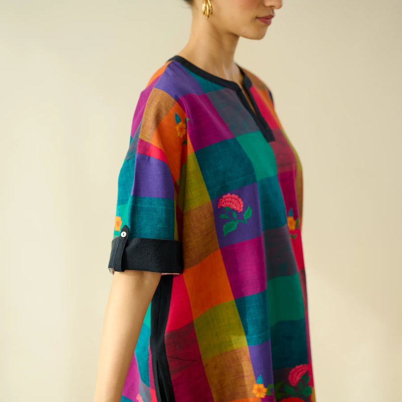 Rangrez Checkered Slub Cotton Co-Ord Set