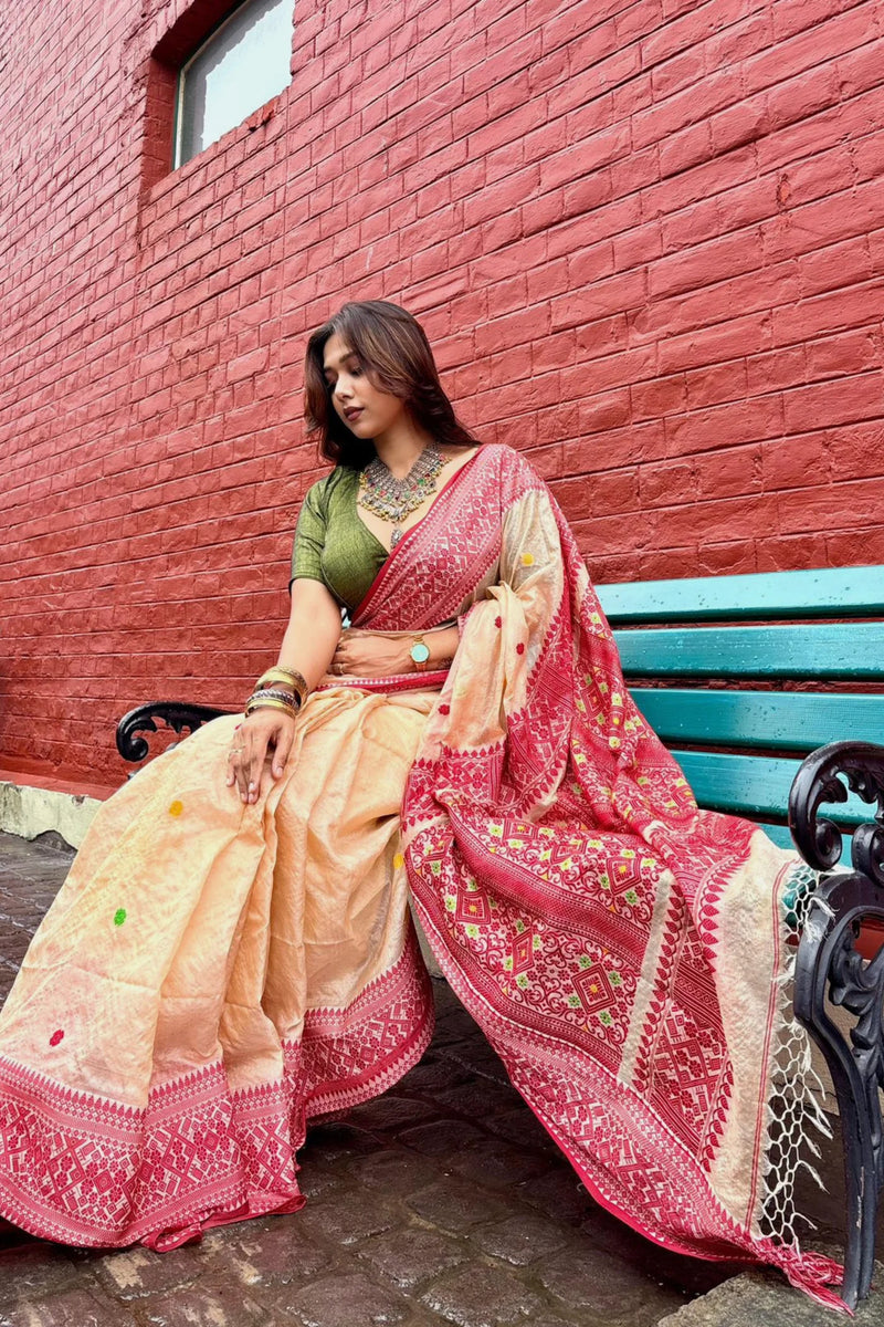 Jamdani Tussar Weave Saree