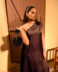 Armani Satin Mocha Sage Kaftan