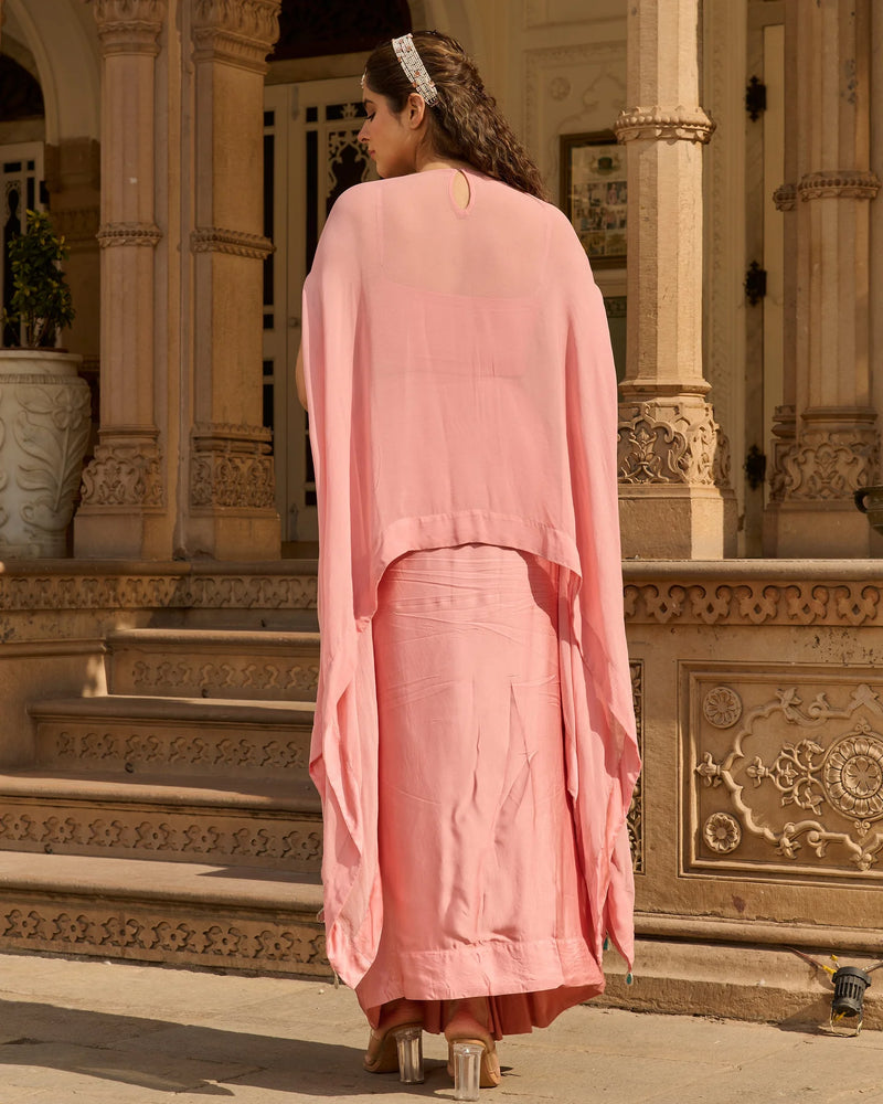 Urban Peach Solid Satin Coord Set