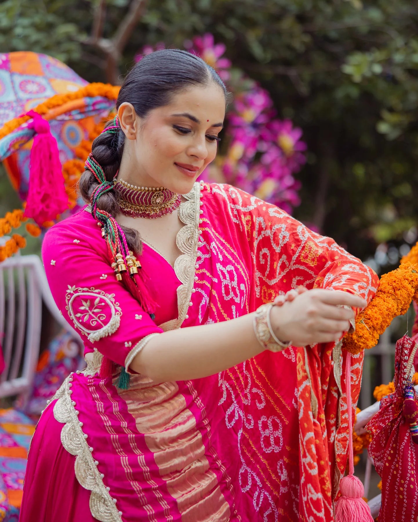 Elegant Pink Satin Lehenga Set with Stitched blouse