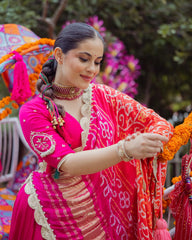 Elegant Pink Satin Lehenga Set with Stitched blouse