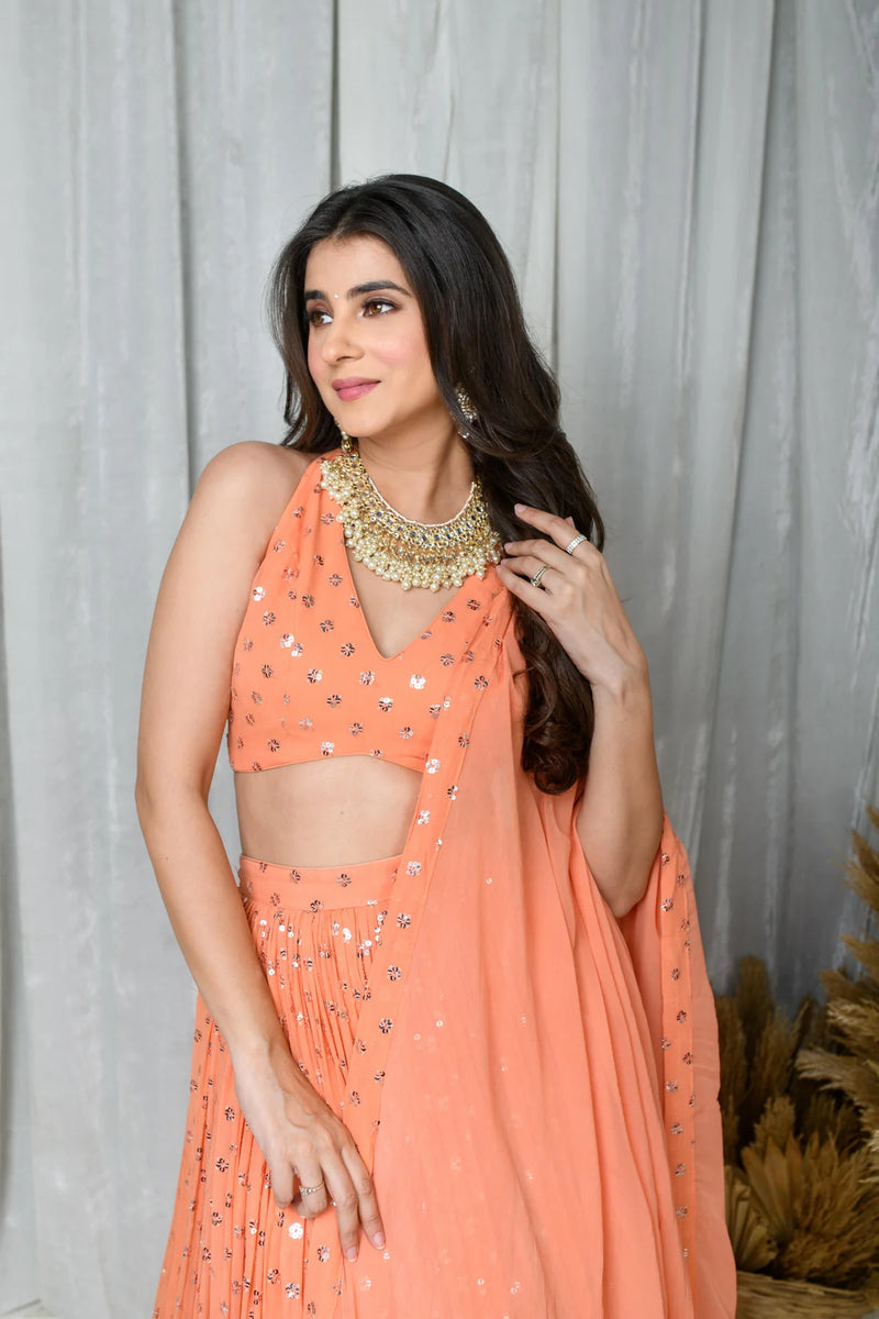 Peach Lehenga Set- By Reet Lifestyle