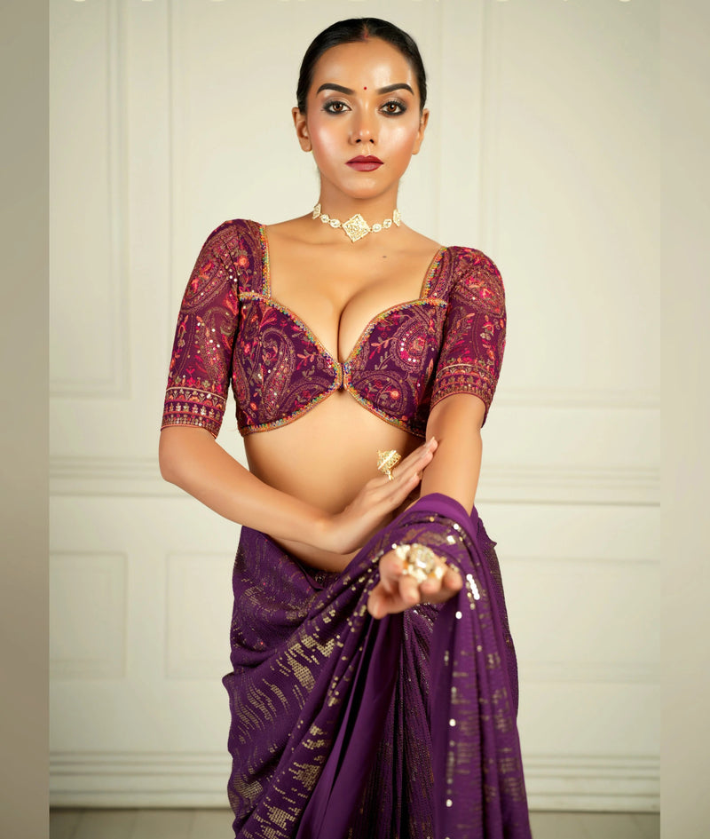 Georgette embroidery saree