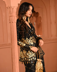 Cotton Rayon Black Mirror Blazer Set