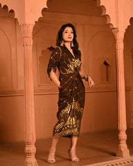 Cotton Rayon Brown Ghunghroo Shirtdress