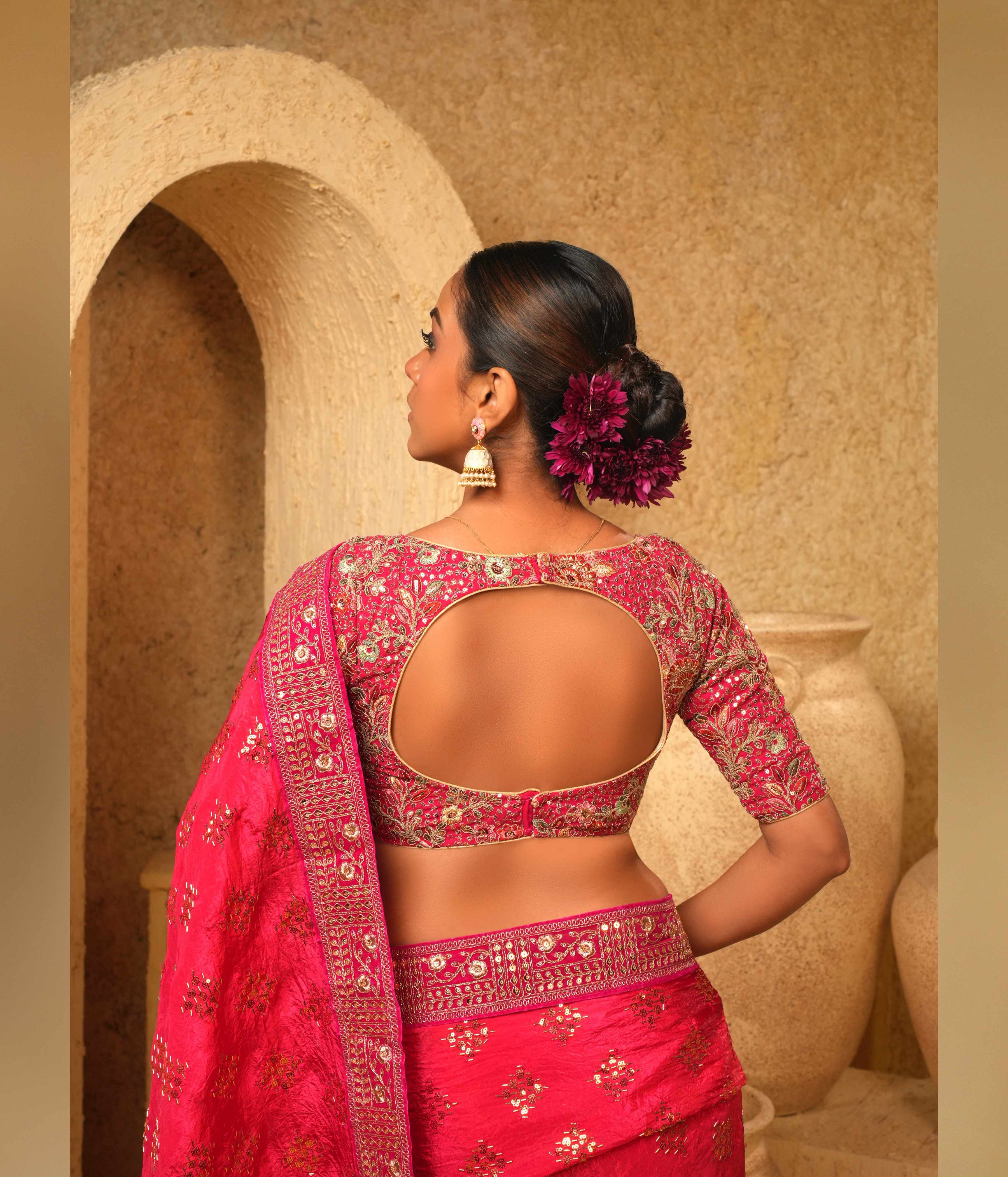 Golden zari and sequins work blouse