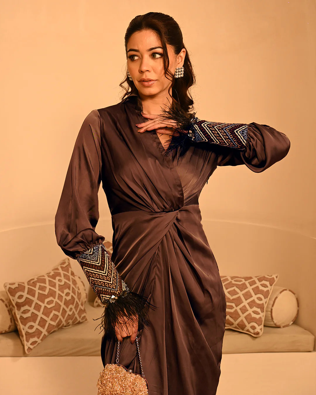 Armani Satin Brown Mocha Shirtdress