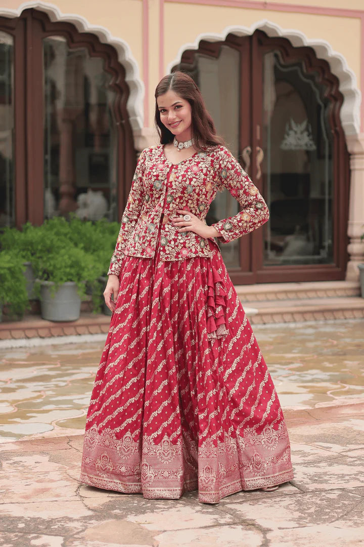 Aisha - Banarasi Red Co-ord Lehenga Set