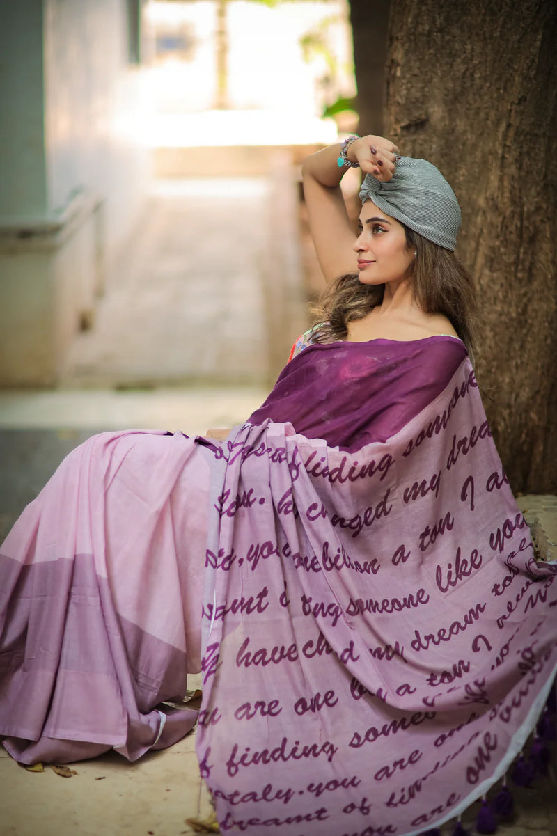 Grapeful Glam Mul Cotton Saree