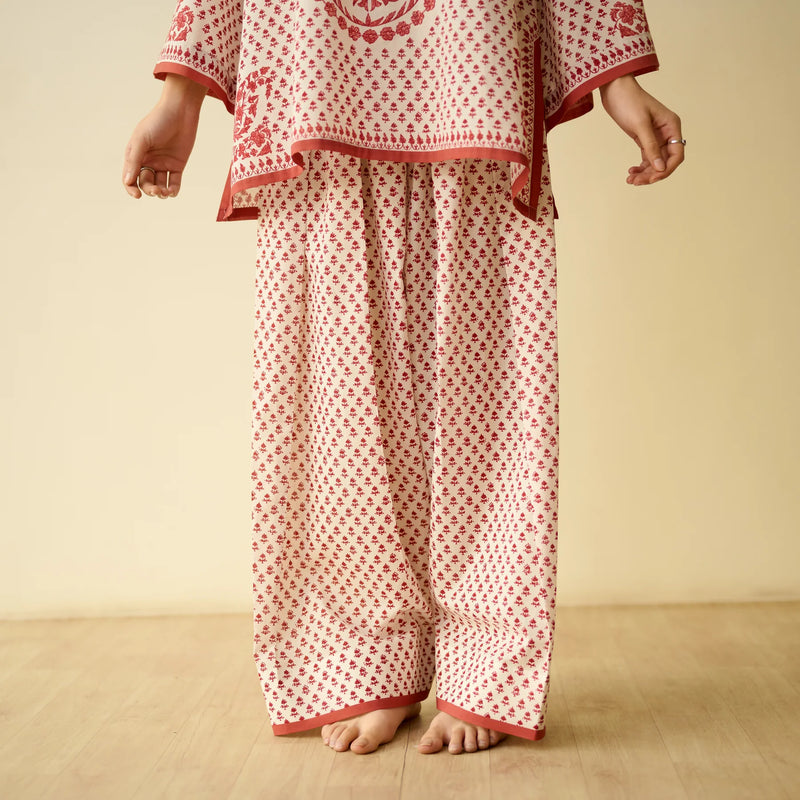 Brick Red Mulmul Cotton Farsi Set  - By Reet Lifestyle