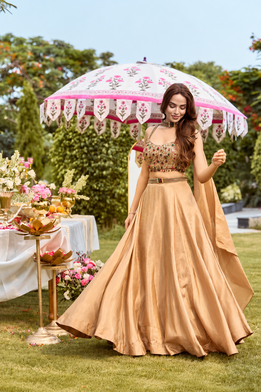 Golden Handwork Shimmer Lehenga Set
