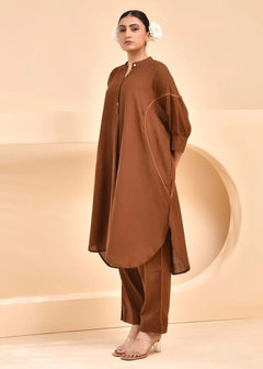 Noor Neeli Mocha Cotton Co-Ord Set
