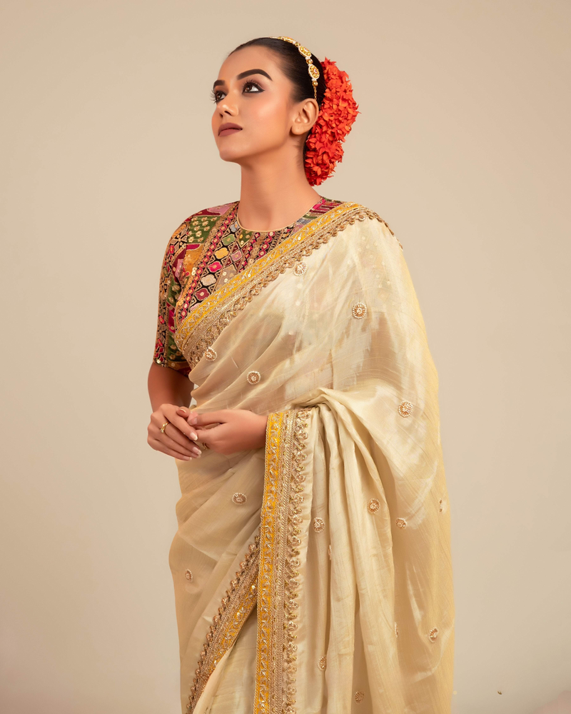 Georgette Multicolor Embroidered Edge Blouse