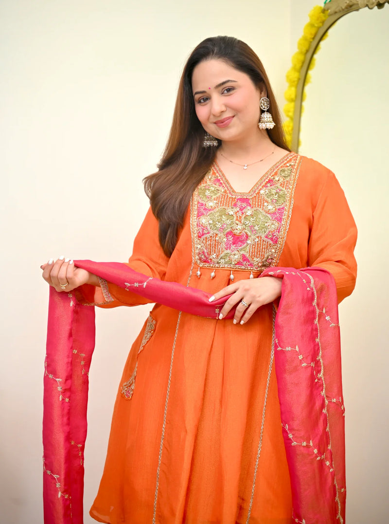 Saanjh Coral Handwork Suit Set