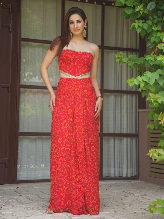 Emerald Riwaayat Corset Drape Skirt Set