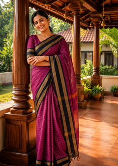 Rajamalli Magenta Kattam Saree