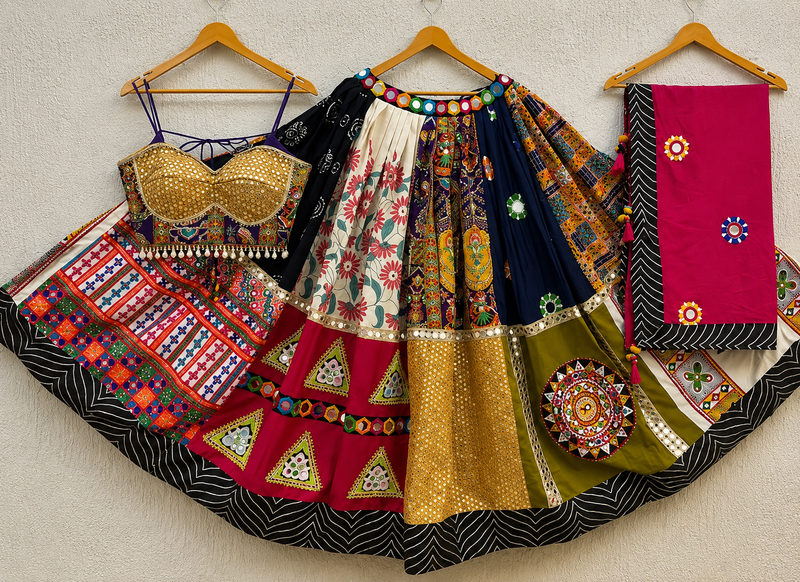 Garba Glam Original Georgette Lehenga Choli with Mirror Work