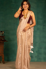 Moonlit Beige Tissue Mul Cotton Saree
