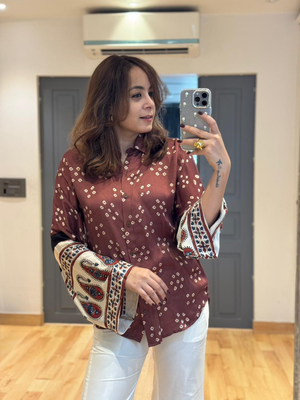 Modal Satin Bandhani Rabari Heritage Shirt