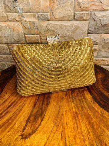 Golden Classy Sequin Clutch