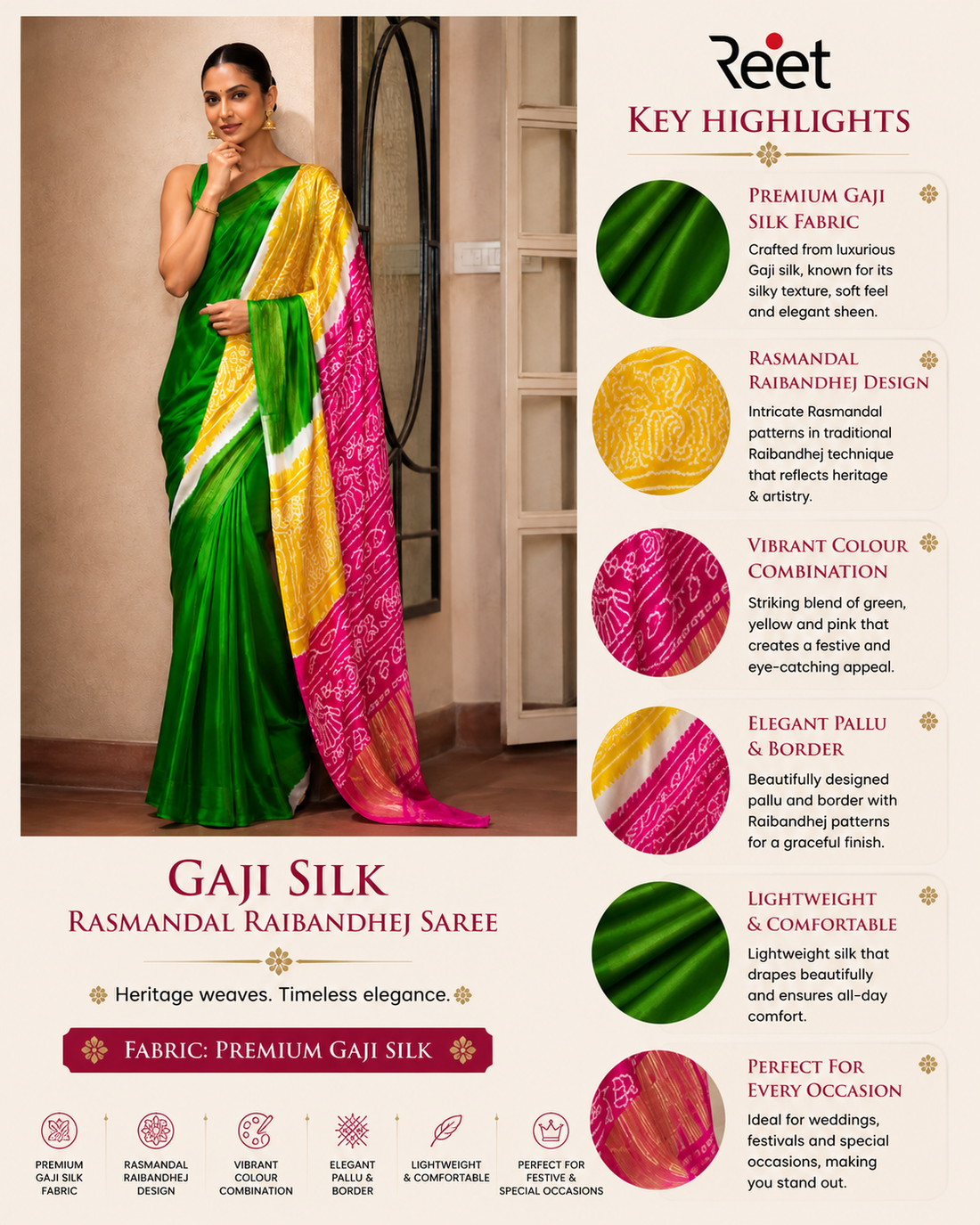  Gaji Silk Rasmandal Raibandhej Saree