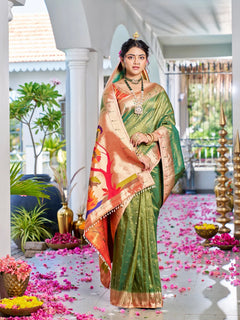 Turkish Muniya Paithani Tissue Zari Heritage Saree