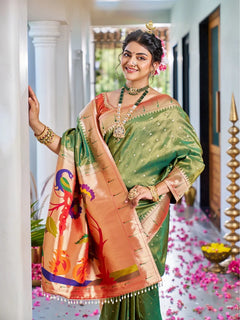 Turkish Muniya Paithani Tissue Zari Heritage Saree