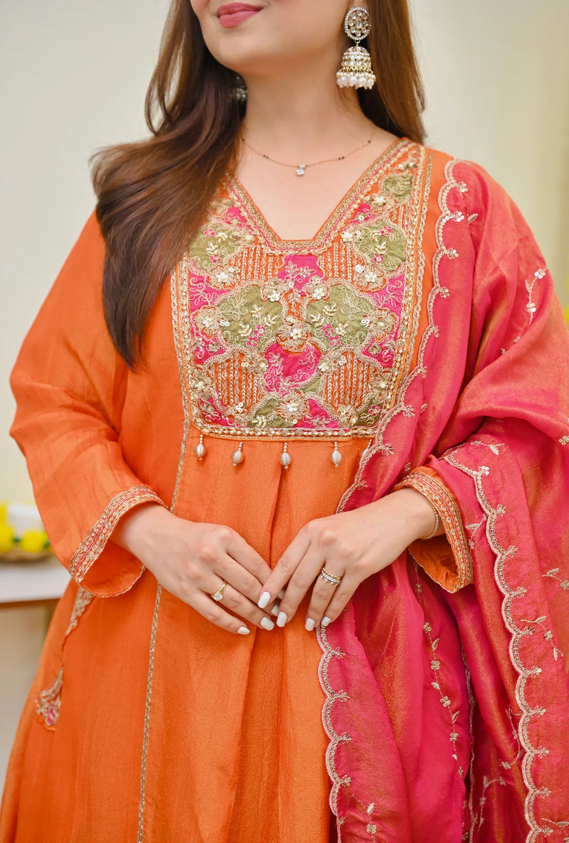 Saanjh Coral Handwork Suit Set