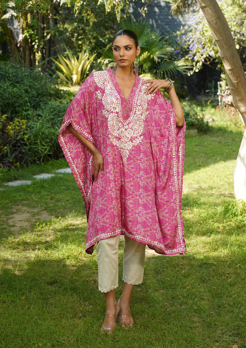 Sunheri Chikankari Luxe Kaftan Set