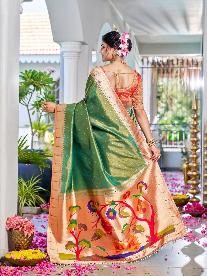 Turkish Muniya Paithani Tissue Zari Heritage Saree