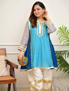 Zariya Aqua Festive A-Line Kurta Set