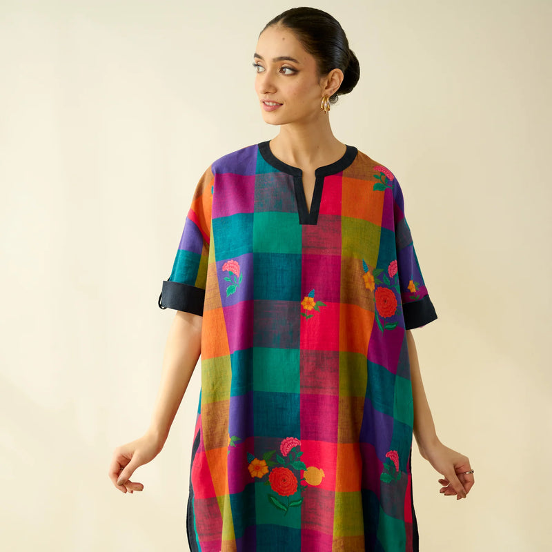 Rangrez Checkered Slub Cotton Co-Ord Set