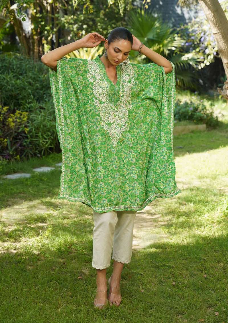 Sunheri Chikankari Luxe Kaftan Set