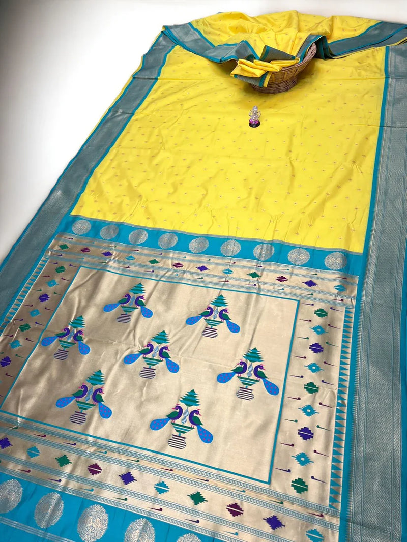 Sindoori Red 9 Yard Soft Silk Paithani Saree with Kalash Peacock Pallu