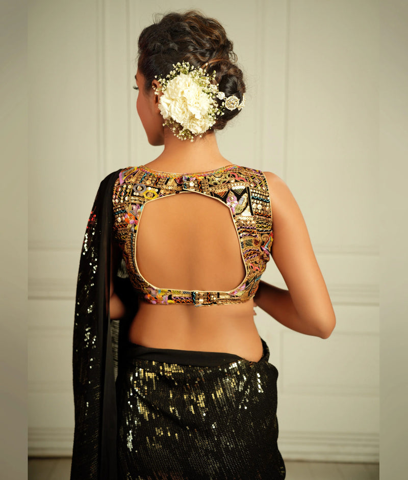 Handcrafted saree with sequin work