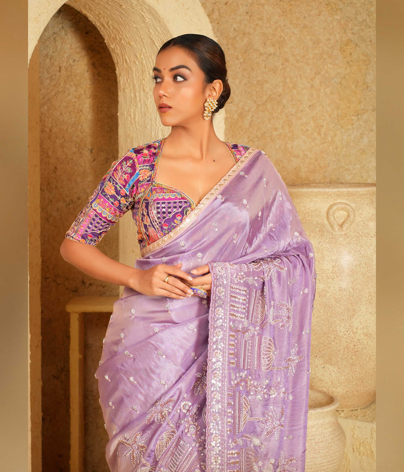 Golden zari embroidered blouse