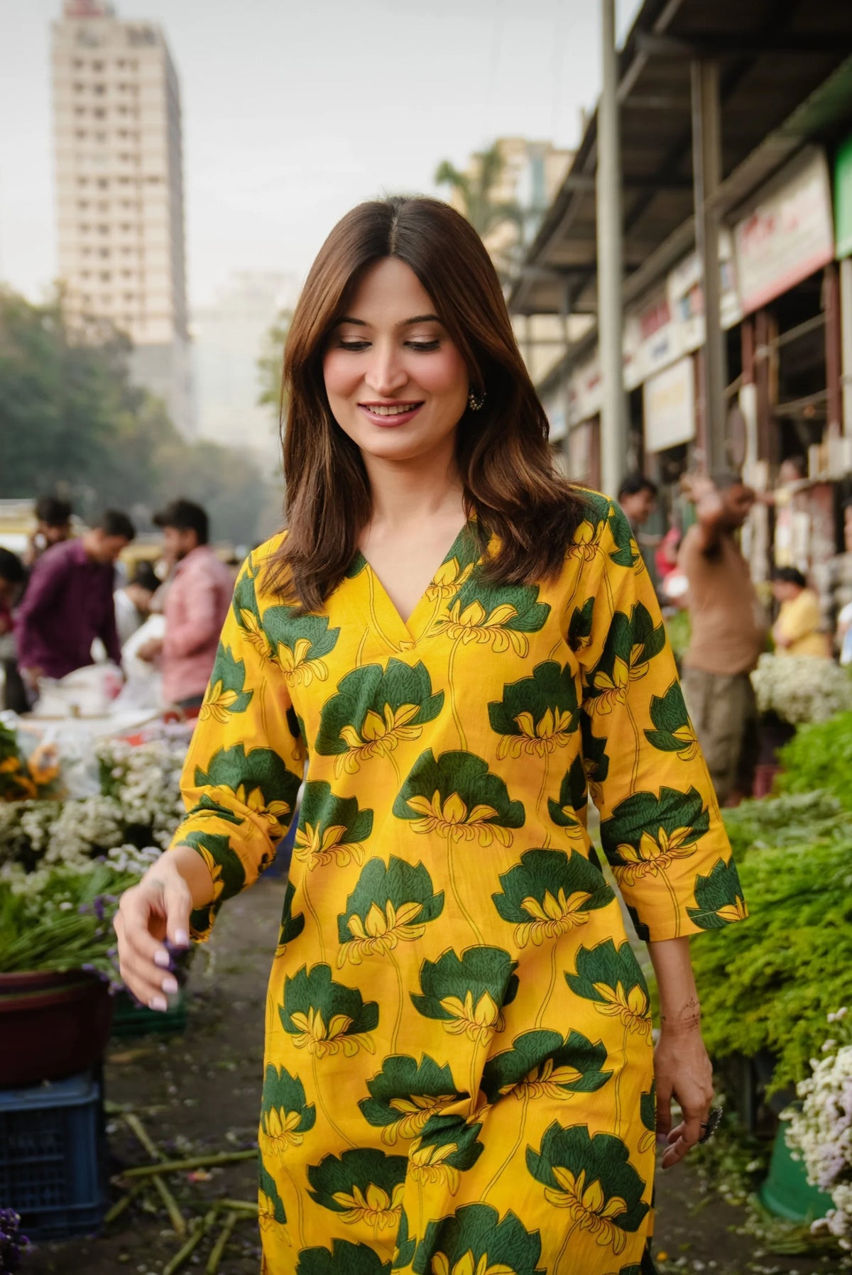 Saina Yellow A-Line Suit Set- By Reet Lifestyle