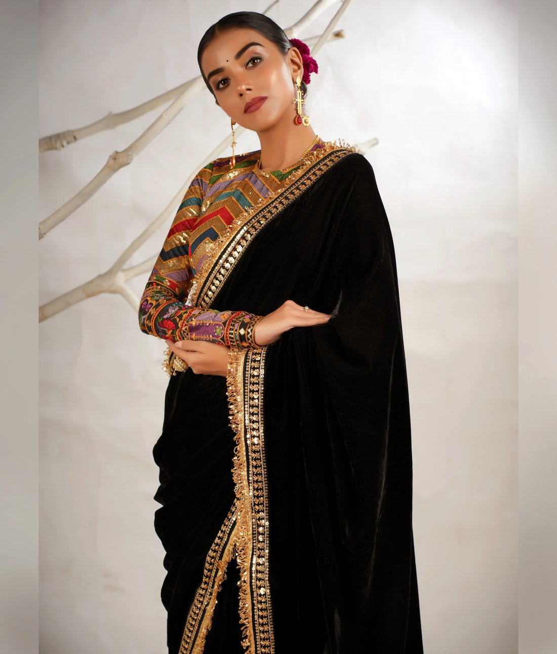 Bold black saree for events