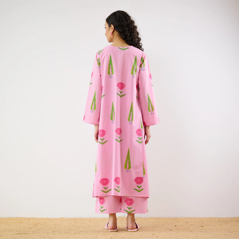 Begum’s Bagh Printed Co-ord Set in Baby Pink- By Reet Lifestyle